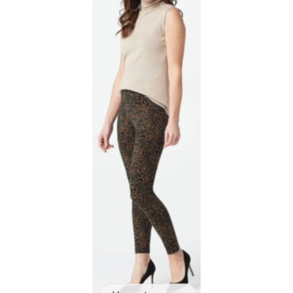 Susan Graver Regular Weekend Printed Premium Stretch Pants Brown, Size Large